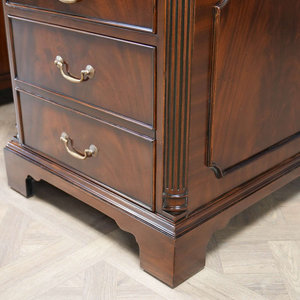 Classic Brown <b>Solid</b> <b>Wood</b> Executive <b>Desk</b> with Tooled Leather Worktop Modular Office <b>Desk</b> 1-Year Warranty - Product Image 3