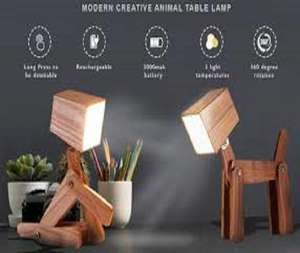 Lampe de bureau en forme de chien Lampe de bureau réglable en bois pour chien Lampes de table de lecture créatives pour enfants - Product Image 5