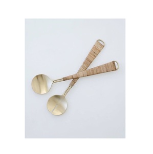 ชามเสิร์ฟสลัดทองเหลืองหรูหราและสง่างามพร้อมช้อนและส้อมเซิร์ฟเวอร์ชามตกแต่งทำด้วยมือในการขายร้อน - Product Image 3