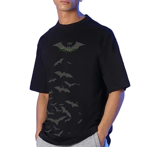 Venta al por mayor 100% algodón hombres camiseta personalizada cuello redondo ajuste suelto 220 gramos Rhinestone DTF impreso patrón sólido tejido de punto - Product Image 1