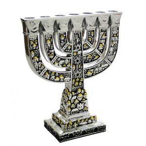 Alambre de metal negro hecho a mano con flores Menorah Hanukkah, Metal Jewish Menorah 9 Arm Hanukkah disponible a precios baratos al por mayor - Product Image 5