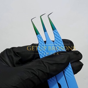 Pinzas para Pestañas de Alta Calidad GETUP BROSONS IMPEX de 90 Grados, Acero Inoxidable, Color Azul, Punta Lisa, Antiestáticas y Antimagnéticas - Product Image 2