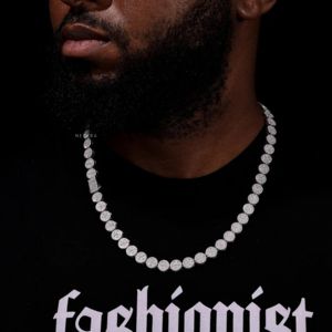 S925 Moissanite Round Link Pave Chain-Collier Hip Hop glacé pour hommes, 100% fait à la main et serti à la main de fournisseur indien - Product Image 2