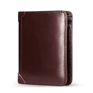 Custom Logo Genuine Leather Men's <b>Wallet</b> Bifold Card Holder with ID Window and Coin Pocket Personalized Male Purse - Product Image 2