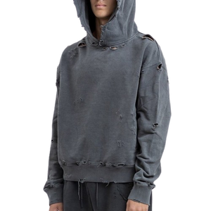 Sweats à capuche légers d'hiver décontractés en coton mélangé pour hommes Séchage rapide Basics Respirant Distressed Design Impression numérique - Product Image 6