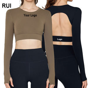 Ruiquwin เสื้อออกกำลังกายแบบไร้ตะเข็บของผู้หญิงเสื้อออกกำลังกายแบบไร้รอยต่อระบายอากาศได้สำหรับใส่วิ่งเล่นโยคะฟิตเนสแบบสั่งตัด - Product Image 1