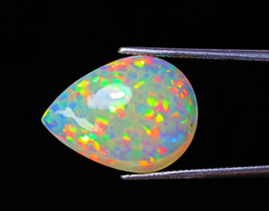 Cabochon d'opale éthiopien naturel de qualité supérieure en forme de poire Welo Multi Flashy Galaxy Fire Gems Making Ring Jewelry - Product Image 4