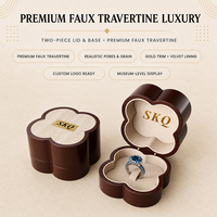 Coffret à bijoux en bois imitation travertin pour boutique de bijoux, présentoir de vente au détail, boîtes cadeaux avec doublure en velours, boîte à bague trèfle