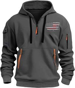 Sweat-shirt tactique pour hommes Pull à capuche zippé et solide Poches d'entraînement Running Active Made Fleece Fabric Sports industry - Product Image 1