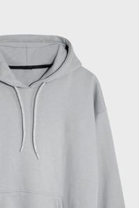 Sudadera con Capucha de Moda para Hombre, OEM, Lisa, con Hombros Caídos, 100% Algodón, Logotipo Personalizado, Cálida para Invierno, con Bolsillos Delanteros - Product Image 2