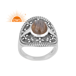Best Selling Oxidized Sterling <b>Silver</b> Natural Labradorite Gemstone <b>Statement</b> <b>Ring</b> Custom Jewelry Manufacturer - Product Image 1