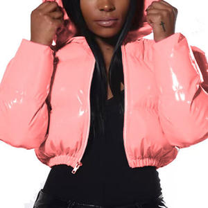 Custom Logo <b>Winter</b> New Puffy <b>Women</b> Oversize Bubble Padded Puffer Down <b>Coat</b> Crop Top Jackets With Zipper - Product Image 2