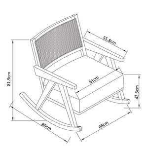Chaise berçante en bois Mid for Century Best Designs avec rotin Cane en ligne en Inde - Product Image 5
