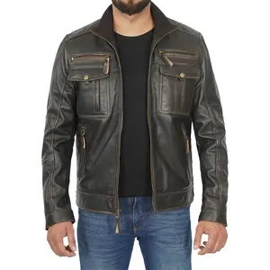 Pro Quality Men Moto Biker Leather Jacket Lowest Price Cheap Authentic Motorbike Racing Men Leather Jacket Direct Factory Made