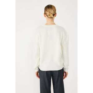 Suéter de Punto Casual para Mujer con Detalles Metálicos, Corte Holgado, Cuello con Lazo, Logotipo y Decoración con Patrón en la Parte Delantera, Talla XS, Corte Largo - Product Image 5