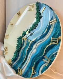 DEPENDING Epoxy Resin Wall <b>Clock</b> Epoxy Resin Living Room best qulatiye Furniture Home Decor Wall <b>Clock</b> Customized best - Product Image 4
