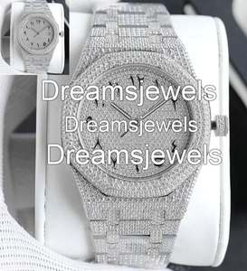 Customize Fully Iced Vvs <b>Stainless</b> <b>Steel</b> 46mm 5mm Thick Analog Quartz Glass Dial Luxury Antique Hip Hop Auto Date Unisex Watch - Product Image 3