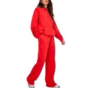 2025 chándal de secado rápido OEM para mujer 100% algodón Color rojo sólido chándal transpirable para mujer con logotipo personalizado servicio OEM - Product Image 1