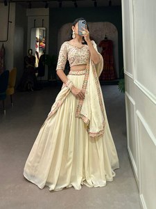 Orange Color <b>Bride</b> Special Exclusive Georgette Fabric Heavy Embroidery Work Lehenga Choli - Product Image 3