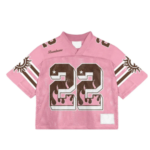 Camiseta de fútbol Unisex de alta calidad de marca personalizada, camiseta de manga corta con cuello en V, Camiseta holgada Retro de malla transpirable americana para todas las estaciones - Product Image 4