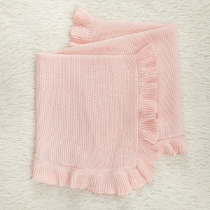 Venta al por mayor de algodón de ganchillo con volantes decoración bebé regalo de algodón de ganchillo con volantes Borde de punto ropa de cama bebé recién nacido manta envolvente - Product Image 5
