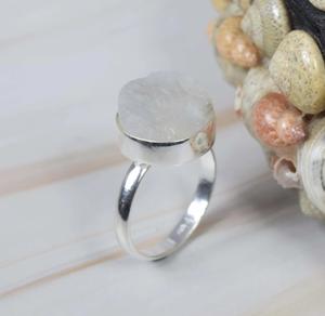 Anillo fino de Plata de Ley 925, anillo de arcoíris en bruto de Fuego Azul Natural, piedra lunar Real, anillo bohemio minimalista, anillo de arcoíris en bruto - Product Image 3