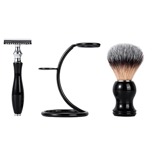 Kit de Afeitado con Logotipo Personalizado de Fábrica, Soporte de Brocha y Metal para Maquinilla de Afeitar, Color Negro - Product Image 3