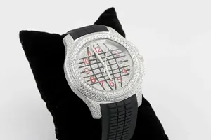 Reloj de Lujo Unisex con Correa de Goma Negra, Movimiento de Cuarzo, Resistente al Agua 10 Bar, con Incrustaciones de Diamantes Moissanite, Venta al Por Mayor de Fábrica - Product Image 4