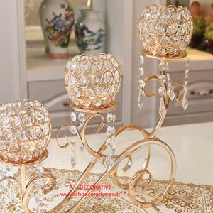 เชิงเทียนคริสตัลสีทองหรูหราพร้อมฐานตั้งโลหะ - Product Image 3