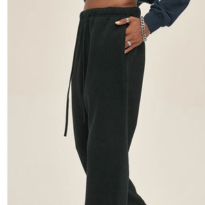 2025 nouvelle rue Plus décontracté jambe droite pantalon large léger polaire lâche cordon taille moyenne plat OEM Service disponible - Product Image 4