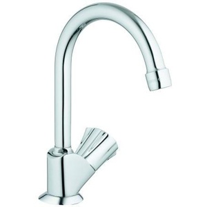 Válvula de pie cromada de 1/2 pulgada para Grohe Costa con salida de tubería negra y aireador, accesorios para baño y aseo - Product Image 1