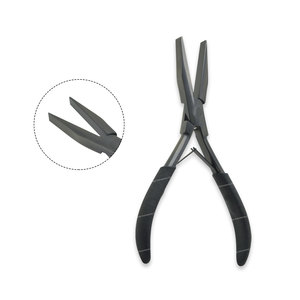 คีมปากแบนที่ดีที่สุดสำหรับการต่อผมแบบเทปในที่ต่อผมการติดตั้งที่เรียบสุดๆอุปกรณ์ต่อผมสีดำทำจากสแตนเลสสตีล - Product Image 3