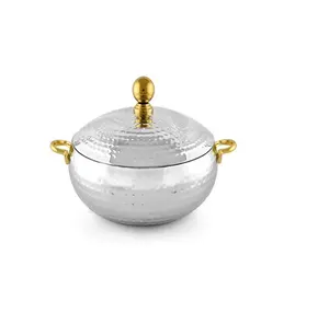 Steel casserole Pots For Cooking and Stew Casserole Slow Cooker and brass handle and knob at best price