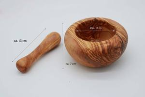 Mortier et pilon en bois arrondi créatif accessoires de cuisine de restaurant à domicile outils d'herbes et d'épices broyeur de médicaments en granit - Product Image 4