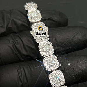 Bracelet en argent sterling 925 exclusif Moissanite Round Brilliant Cut VVs Clarity Diamonds Iced Out Hip Hop Style Cluster - Product Image 1
