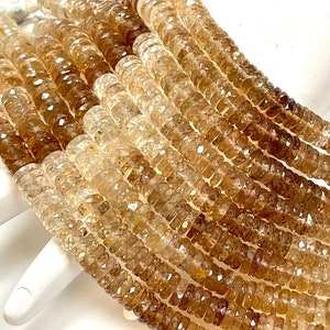 Perles de pierres précieuses marron topaze impériale de haute qualité 6-7mm brin de perles de coupe pour la guérison et la fabrication de bijoux - Product Image 6