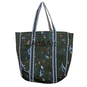Sac fourre-tout en coton imprimé à la main vintage bohème indien, fermeture ouverte, deux poignées, sac à main pour femme, sac de shopping, cadeau - Product Image 2