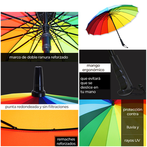 <b>Large</b> 16\" Solid Rainbow Heavy Duty Beach <b>Umbrella</b> Premium Quality <b>Umbrella</b> for Outdoor Use - Product Image 4