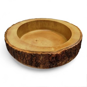 Bols à bûches Plateau de service en bois d'eucalyptus Produit de vente chaud Bol décoratif en bois de manguier avec écorce d'arbre fabriqué en Inde - Product Image 5