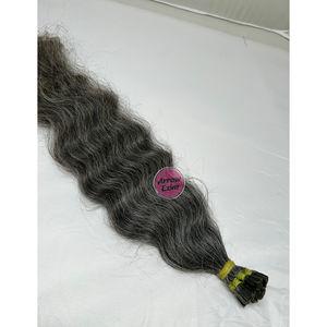 Extensiones de Cabello Humano Indio Natural Ondulado, Pre-Adheridas, Grises, con Punta Plana, 100% Remy Virgen, Cutícula Alineada, Puntas Adhesivas para Instalación en Salón - Product Image 4