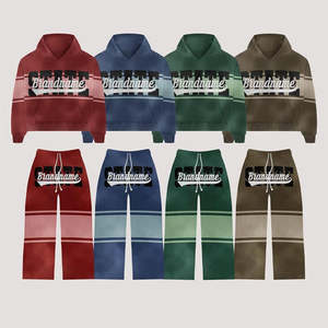 Venta al por mayor de logotipo personalizado impreso Fitness Joggers 2 piezas conjunto sudaderas con capucha chándal gimnasio entrenamiento ropa deportiva Jogging hombres chándal - Product Image 5