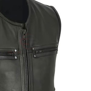 Gilet de moto pour homme, décontracté, tendance, fermeture éclair, respirant, doublure en maille, cuir de vache véritable en peau de mouton, hiver - Product Image 6