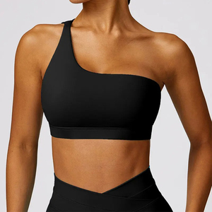 Soutien-gorge de sport léger respirant sans couture à une épaule pour femme avec fonction push-up haut de fitness à séchage rapide pour la course - Product Image 6