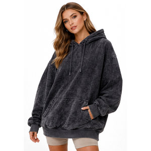 Sweat-shirt à capuche unisexe délavé style vintage, coupe ample, décontracté, imprimé numérique, style streetwear, idéal pour l'hiver - Product Image 1