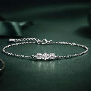 NOVAMART Fine Buy 925 Silver <b>Bracelet</b> for Every Moment You! Rhodium Plated Tennis Flower Shape Gold Diamond Pearl <b>Ruby</b> Religious - Product Image 2