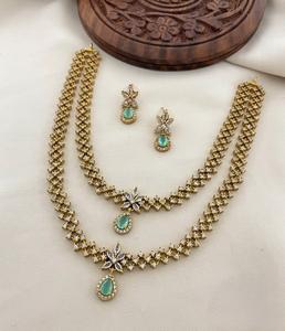 Elegante lujo Moissanite Esmeralda Polki conjunto de collar de doble capa Para Boda y Kundan joyería de moda nupcial - Product Image 3