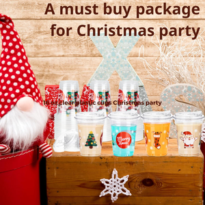 Gobelets à café jetables écologiques en plastique recyclable de 16 oz, étanches, avec couvercles, pour les fêtes de Noël, boissons froides glacées - Product Image 1