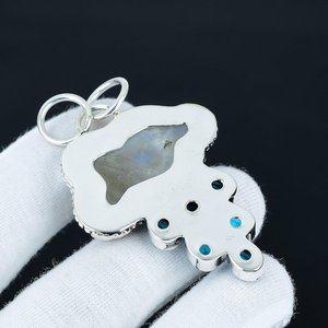 Colgante de Piedra Lunar Nube en Plata de Ley 925, Joyería Artesanal Estilo Boho con Piedras Preciosas para Niños y Mujeres - Product Image 3