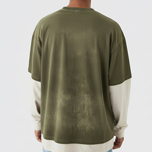 เสื้อยืดแขนยาวสไตล์ฮิปฮอปแฟชั่นใหม่ปี 2025 ล้างสีซีดแบบซันเฟด คุณภาพพรีเมียม ผ้าฝ้าย 100% เสื้อยืดแบบสวม - Product Image 5