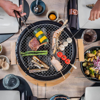 Grill à charbon de bois portable rond de table Auplex Hibachi Yakitori BBQ Grill